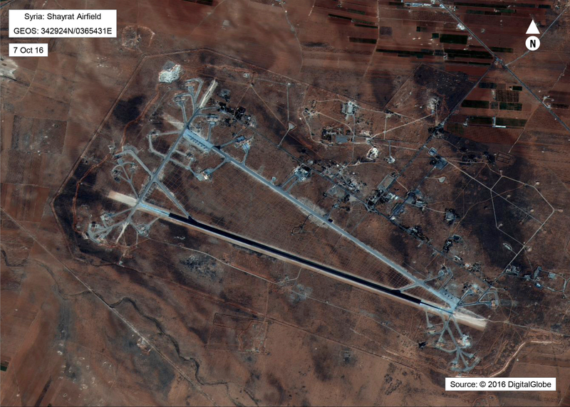An October 2016 file photo of Shayrat air base in Syria. Photo credit DoD/AP